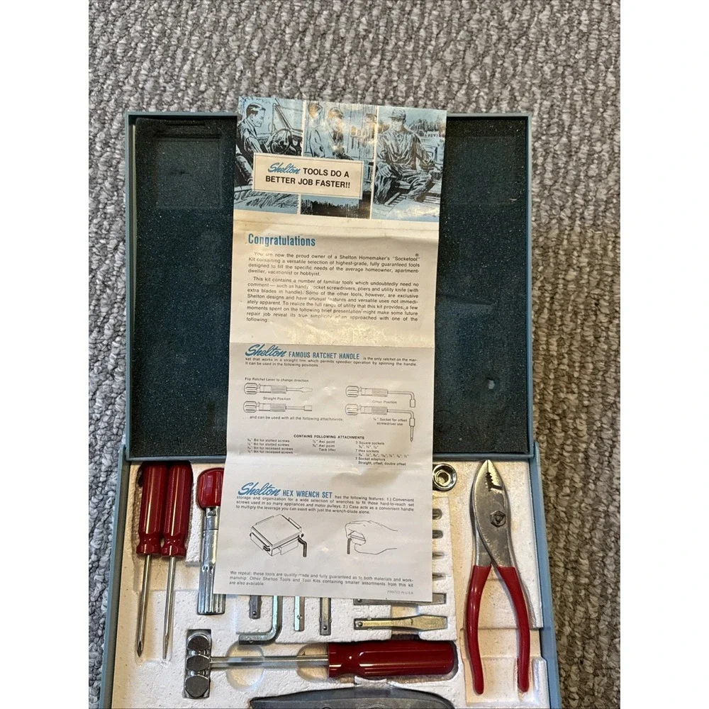 Vintage Portable Shelton Socketool Kit Antique Tool Socket Set
